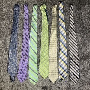 Silk Tie Lot 7 Ties Fair Condition Wear Or Craft